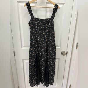 Black Floral Maxi Dress with Ruffle Straps